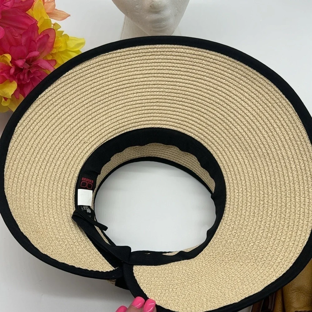 Broner Tan Black Open Top Sun Hat with Bow HT5619